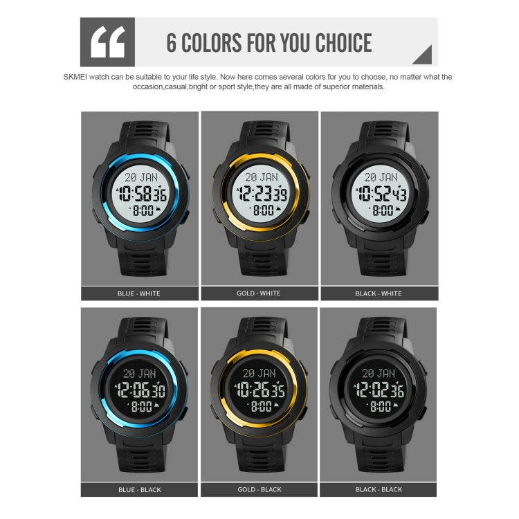 SKMEI 1729 Qibla Calendar Timing Multifunctional LED Digital Display Luminous Electronic Watch(Blue and White) - free shipping - PMC TechLife - Order now!