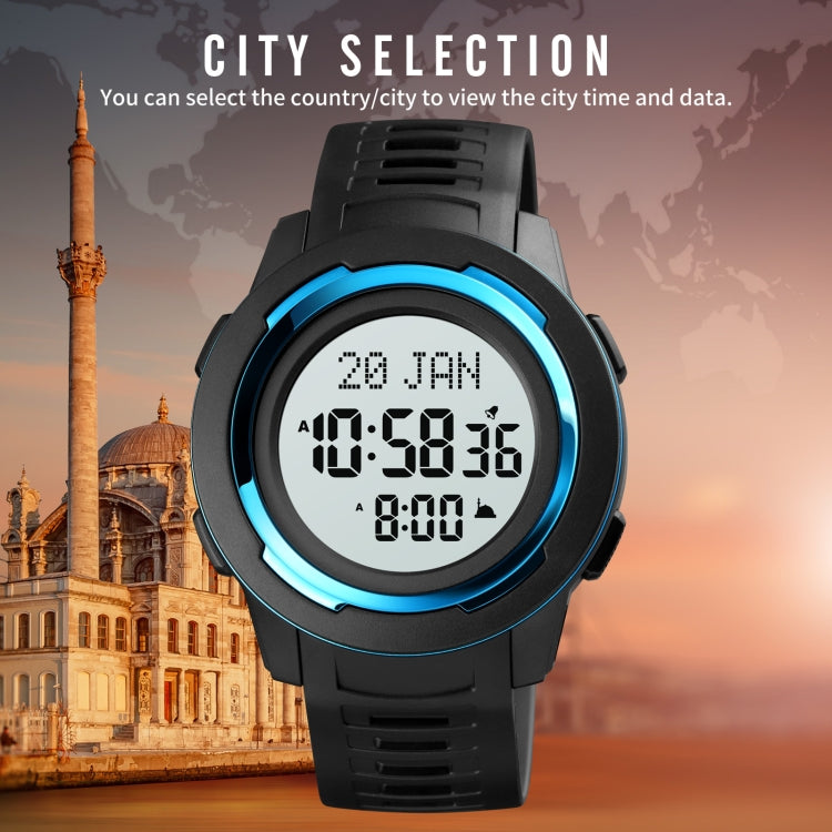 SKMEI 1729 Qibla Calendar Timing Multifunctional LED Digital Display Luminous Electronic Watch(Gold and Black) - free shipping - PMC TechLife - Order now!