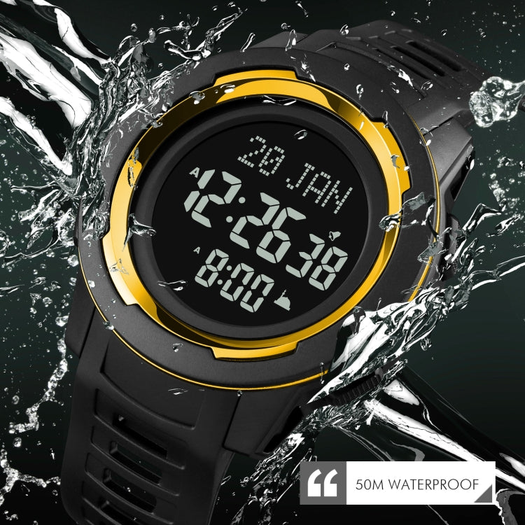 SKMEI 1729 Qibla Calendar Timing Multifunctional LED Digital Display Luminous Electronic Watch(Gold and White) - free shipping - PMC TechLife - Order now!