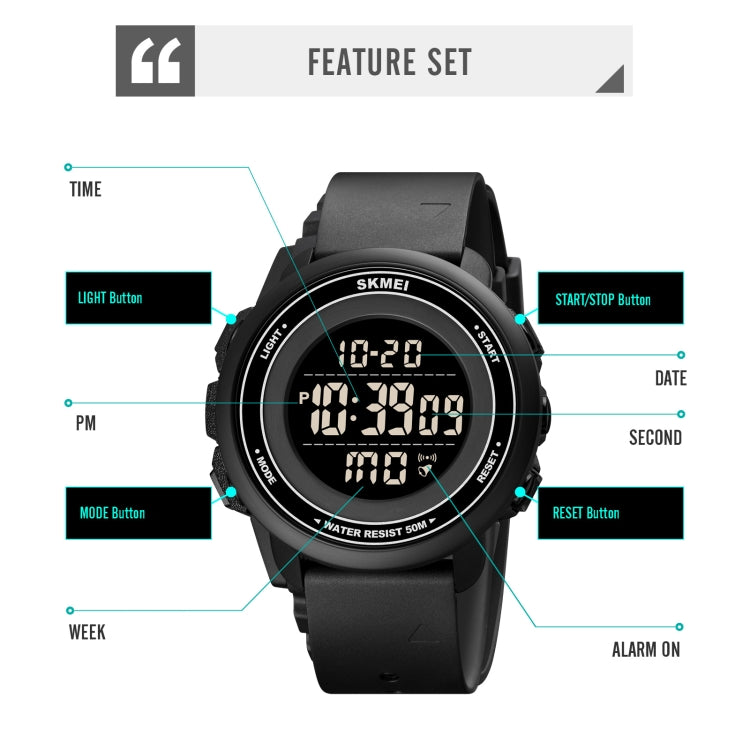 SKMEI 1736 Triplicate Round Dial Timing LED Digital Display Luminous Electronic Watch(Black) - free shipping - PMC TechLife - Order now!
