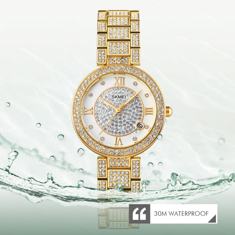 SKMEI 1739 Diamond Roman Numerals Round Dial Quartz Watch for Ladies(Rose Gold) - free shipping - PMC TechLife - Order now!