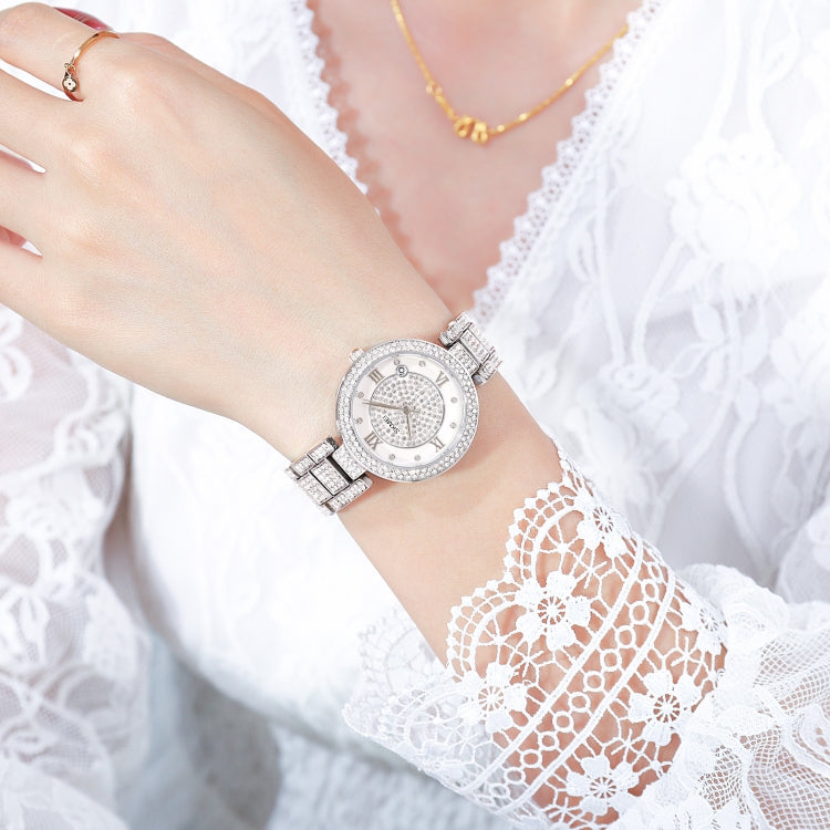 SKMEI 1739 Diamond Roman Numerals Round Dial Quartz Watch for Ladies(Gold) - free shipping - PMC TechLife - Order now!