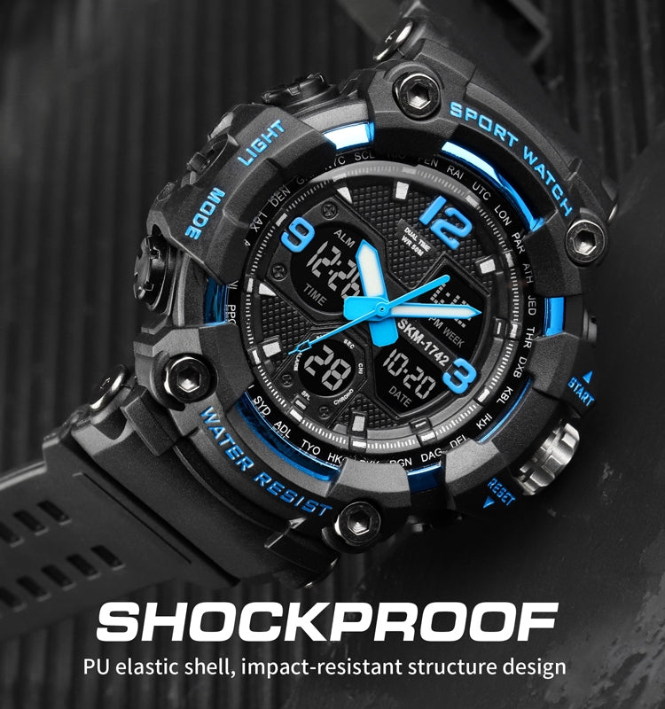 SKMEI 1742 Four-screen LED Digital Display Luminous Sports Shockproof Electronic Watch for Men(Blue) - free shipping - PMC TechLife - Order now!
