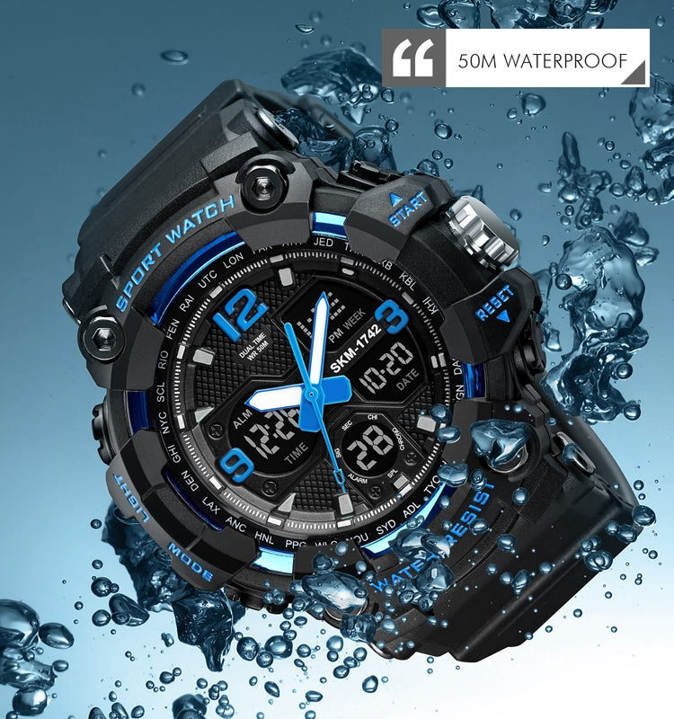 SKMEI 1742 Four-screen LED Digital Display Luminous Sports Shockproof Electronic Watch for Men(Blue) - free shipping - PMC TechLife - Order now!