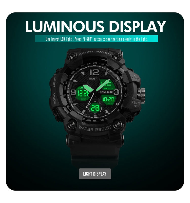 SKMEI 1742 Four-screen LED Digital Display Luminous Sports Shockproof Electronic Watch for Men(Blue) - free shipping - PMC TechLife - Order now!
