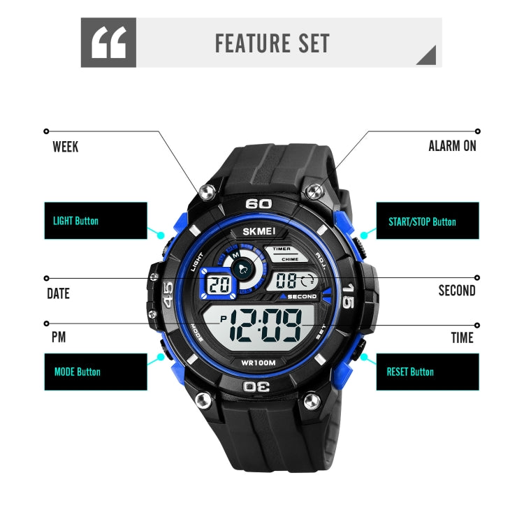 SKMEI 1756 Dual Time Countdown Alarm Clock Men Sports Luminous Electronic Watch(Blue) - free shipping - PMC TechLife - Order now!