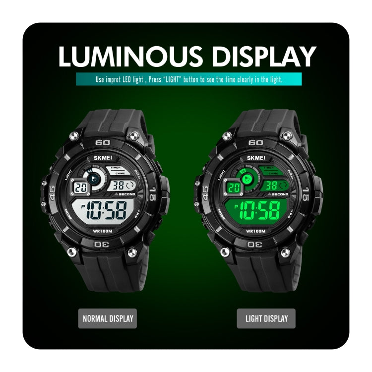 SKMEI 1756 Dual Time Countdown Alarm Clock Men Sports Luminous Electronic Watch(Red) - free shipping - PMC TechLife - Order now!