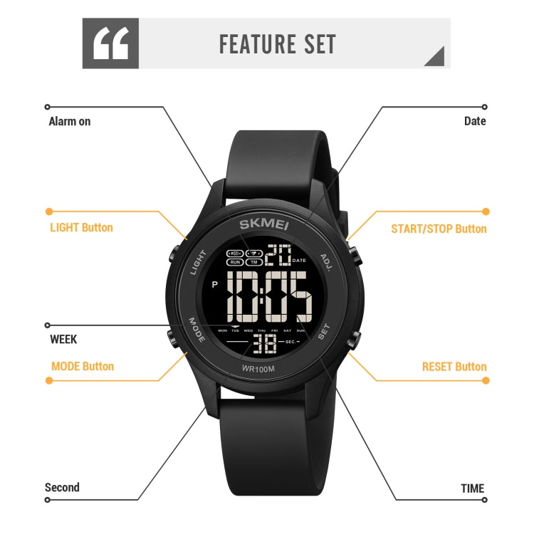 SKMEI 1758 Multifunctional LED Digital Display Luminous Silicone Strap Electronic Watch(Black Silver) - free shipping - PMC TechLife - Order now!