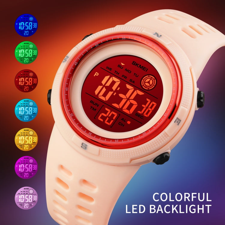 SKMEI 1773 Triplicate Round LED Dual Time Digital Display Colorful Backlight Electronic Watch(Gold White) - free shipping - PMC TechLife - Order now!