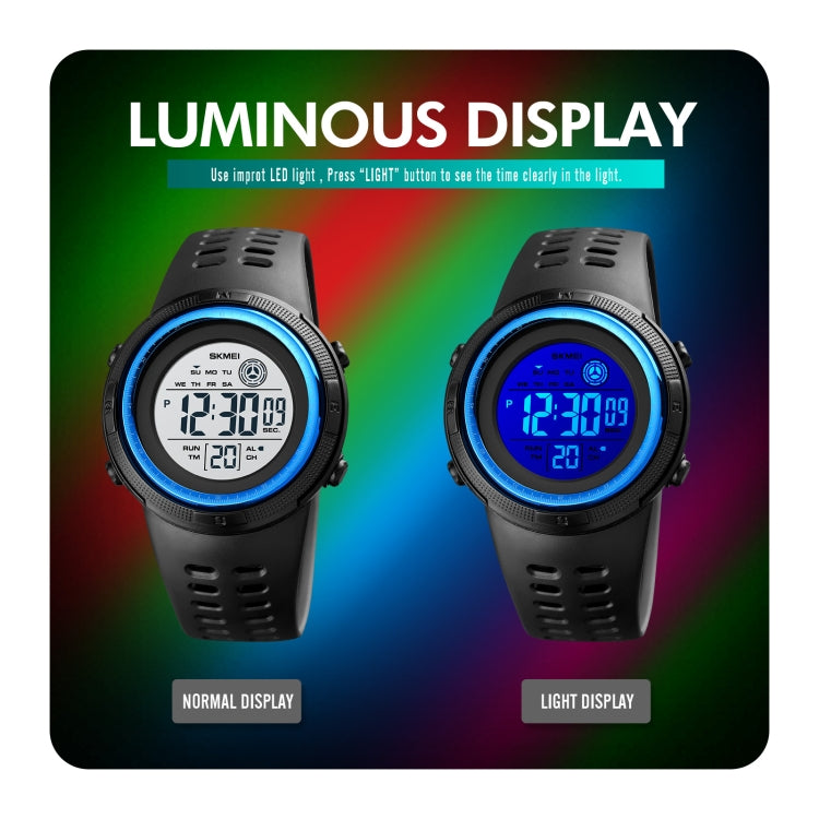 SKMEI 1773 Triplicate Round LED Dual Time Digital Display Colorful Backlight Electronic Watch(Light Green) - free shipping - PMC TechLife - Order now!