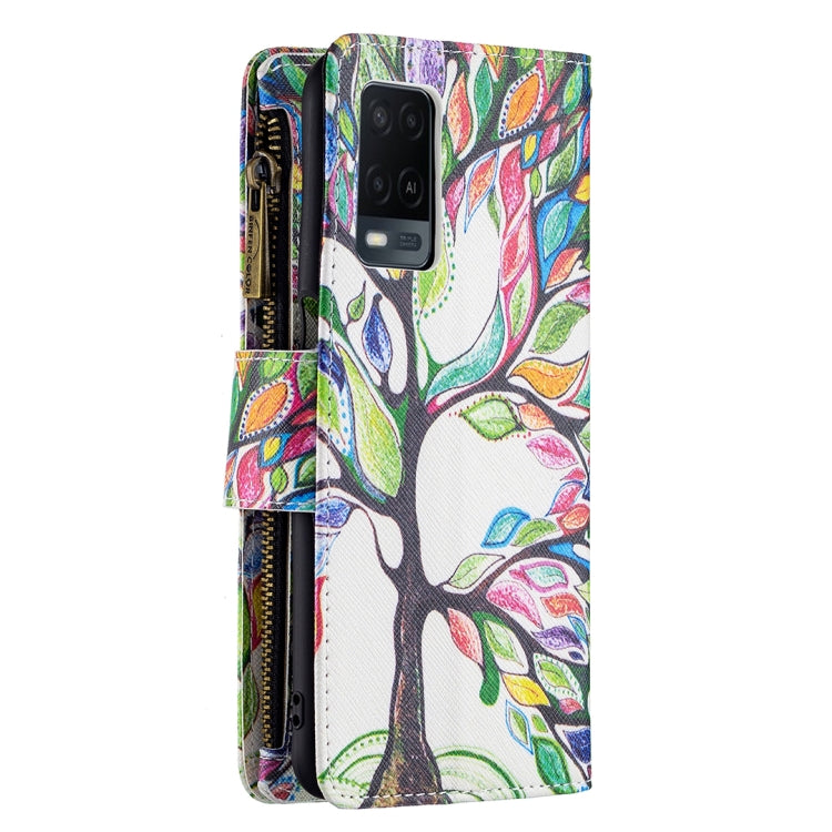 For OPPO A54 4G/A55 5G Colored Drawing Pattern Zipper Horizontal Flip Leather Case with Holder & Card Slots & Wallet(Big Tree) - OPPO Cases by PMC Jewellery | Online Shopping South Africa | PMC Jewellery