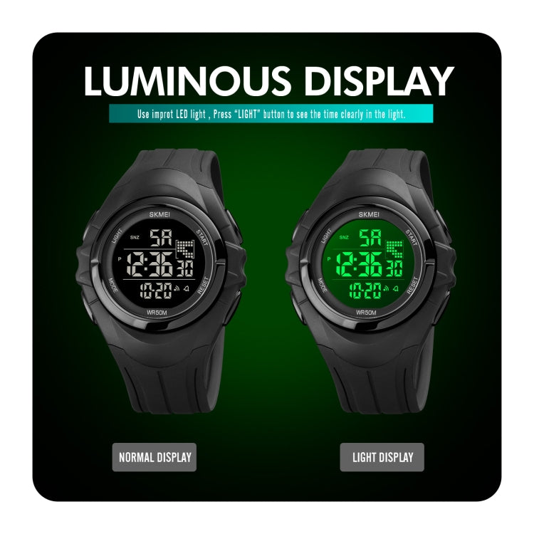 SKMEI 1790 Triplicate Round LED Dual Time Digital Display Luminous Electronic Watch for Men(Silver Black) - free shipping - PMC TechLife - Order now!
