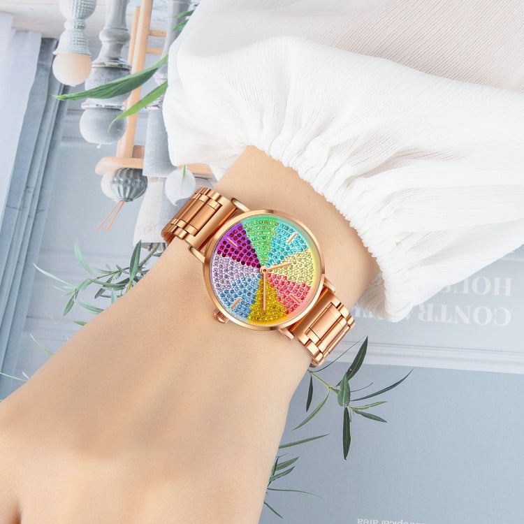 SKMEI 1811 Eight Color Diamond Round Dial Quartz Watch for Ladies(Black Leather Belt) - free shipping - PMC TechLife - Order now!