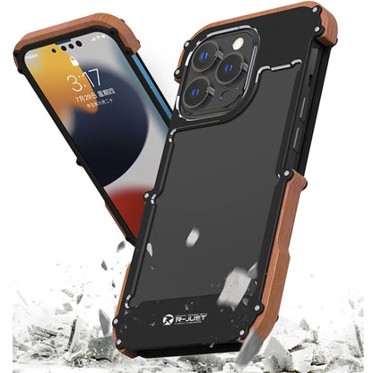 For iPhone 13 Pro Max R-JUST Ironwood Man Shockproof Metal + Wood Bumper Protective Case - iPhone 13 Pro Max Cases by R-JUST | Online Shopping South Africa | PMC Jewellery