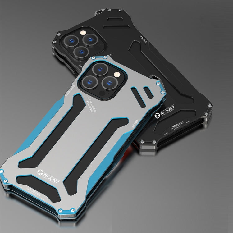 For iPhone 13 Pro R-JUST Shockproof Armor Metal Protective Case (Blue) - iPhone 13 Pro Cases by R-JUST | Online Shopping South Africa | PMC TechLife | Buy Now Pay Later Mobicred