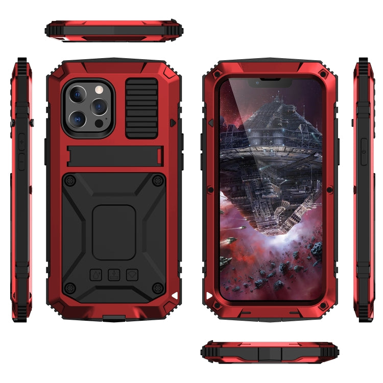 For iPhone 13 Pro R-JUST Shockproof Waterproof Dust-proof Metal + Silicone Protective Case with Holder (Red) - iPhone 13 Pro Cases by R-JUST | Online Shopping South Africa | PMC Jewellery