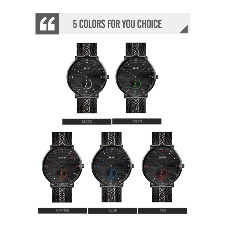 SKMEI 9218 Men Horizontal Striped Arabic Numeral Dial Mesh Belt Quartz Watch(Orange) - free shipping - PMC TechLife - Order now!