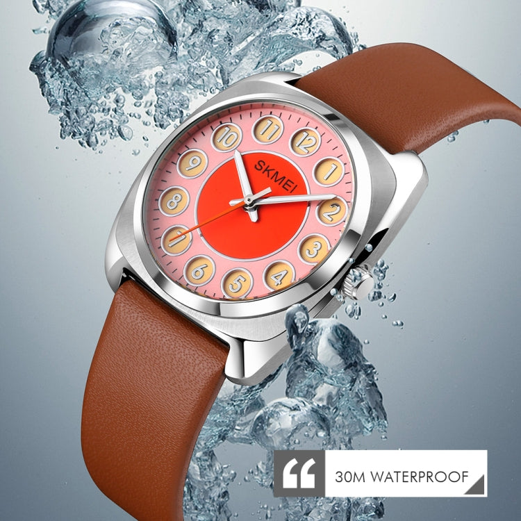 SKMEI Q029 Ladies Phone Number Pattern Dial Leather Strap Quartz Watch(Blue) - free shipping - PMC TechLife - Order now!