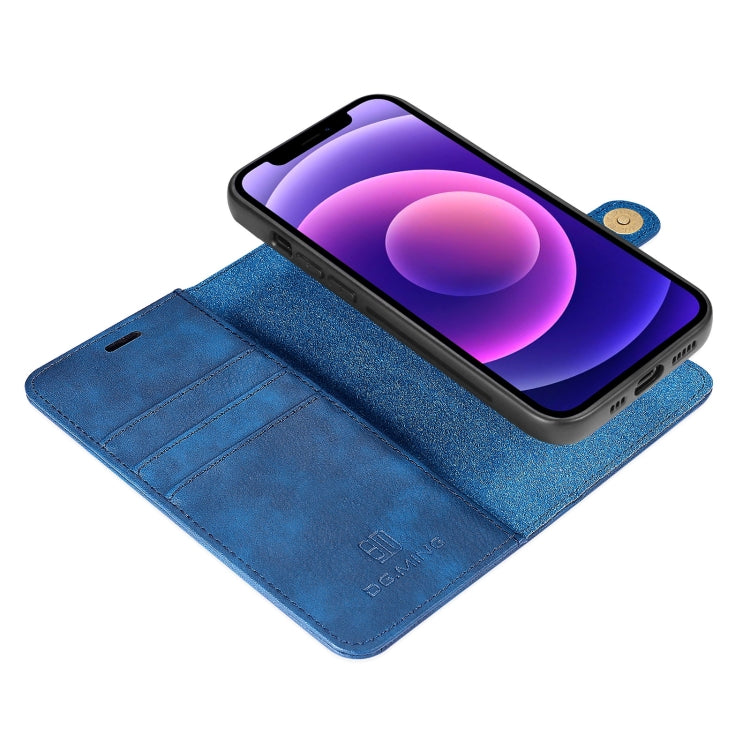 For iPhone 13 DG.MING Crazy Horse Texture Flip Detachable Magnetic Leather Case with Holder & Card Slots & Wallet(Blue) - iPhone 13 Cases by DG.MING | Online Shopping South Africa | PMC TechLife