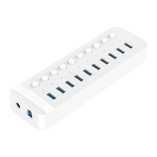 ORICO CT2U3-10AB-WH 10 In 1 Plastic Stripes Multi-Port USB HUB with Individual Switches, US Plug(White) - USB 3.0 HUB by ORICO | Online Shopping South Africa | PMC Jewellery | Buy Now Pay Later Mobicred