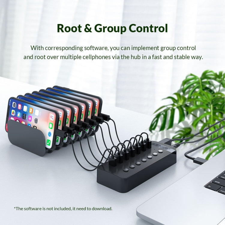 ORICO CT2U3-7AB-BK 7 In 1 Plastic Stripes Multi-Port USB HUB with Individual Switches, AU Plug(Black) - free shipping - PMC Jewellery - Order now!