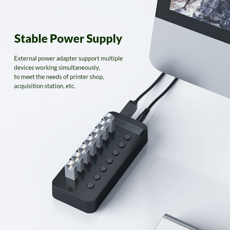 ORICO CT2U3-10AB-WH 10 In 1 Plastic Stripes Multi-Port USB HUB with Individual Switches, AU Plug(White) - free shipping - PMC Jewellery - Order now!