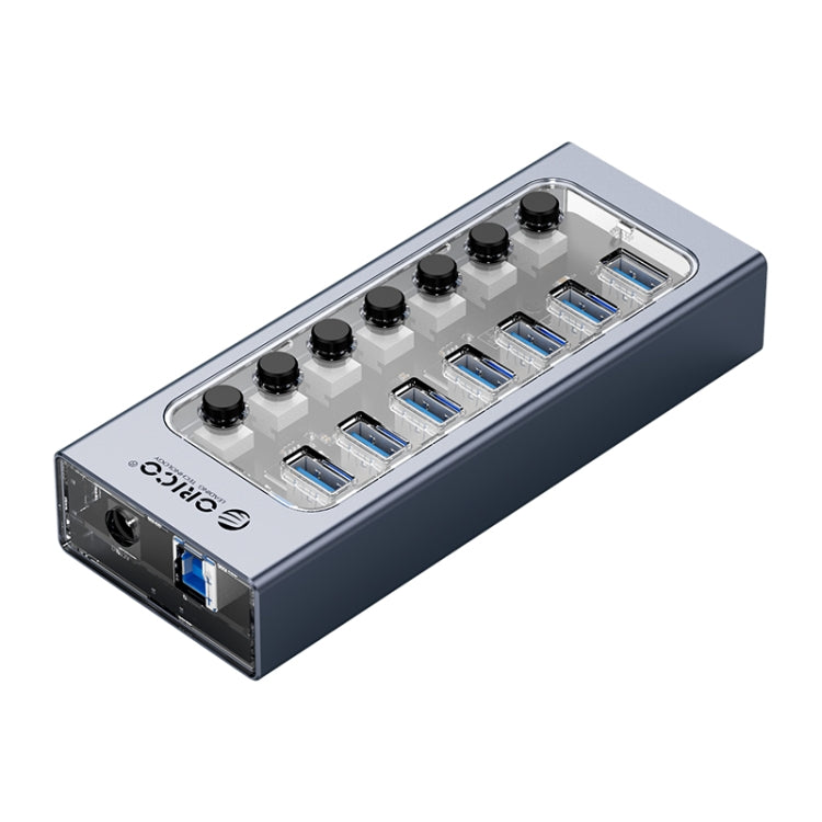 ORICO AT2U3-7AB-GY-BP 7 In 1 Aluminum Alloy Multi-Port USB HUB with Individual Switches, UK Plug - free shipping - PMC Jewellery - Order now!
