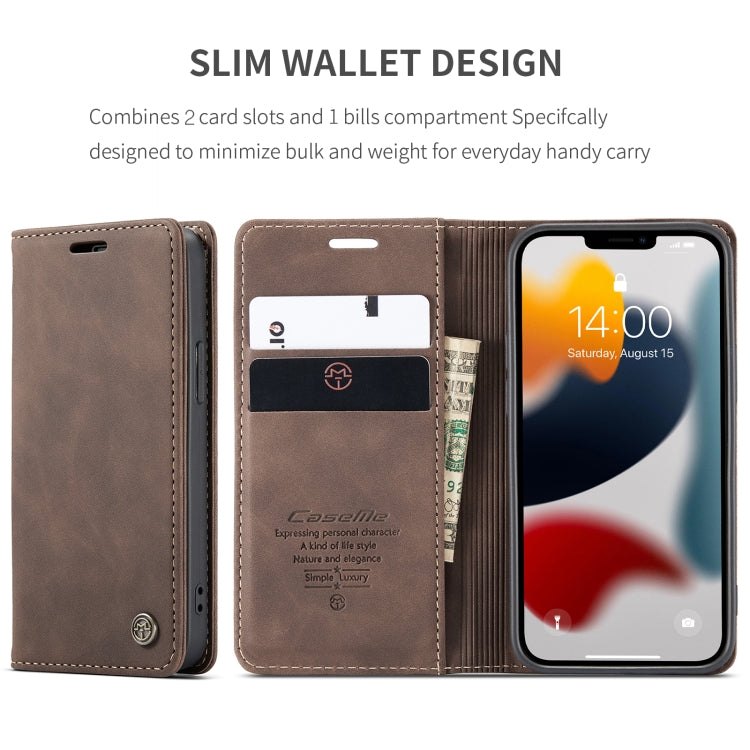For iPhone 13 mini CaseMe-013 Multifunctional Retro Frosted Horizontal Flip Leather Case with Card Slot & Holder & Wallet (Coffee) - free shipping - PMC Jewellery - Order now!