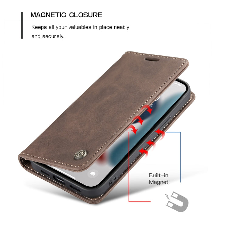 For iPhone 13 mini CaseMe-013 Multifunctional Retro Frosted Horizontal Flip Leather Case with Card Slot & Holder & Wallet (Coffee) - free shipping - PMC Jewellery - Order now!