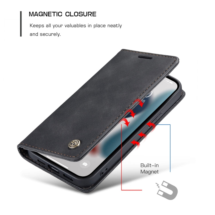 For iPhone 13 CaseMe-013 Multifunctional Retro Frosted Horizontal Flip Leather Case with Card Slot & Holder & Wallet(Black) - iPhone 13 Cases by CaseMe | Online Shopping South Africa | PMC Jewellery | Buy Now Pay Later Mobicred