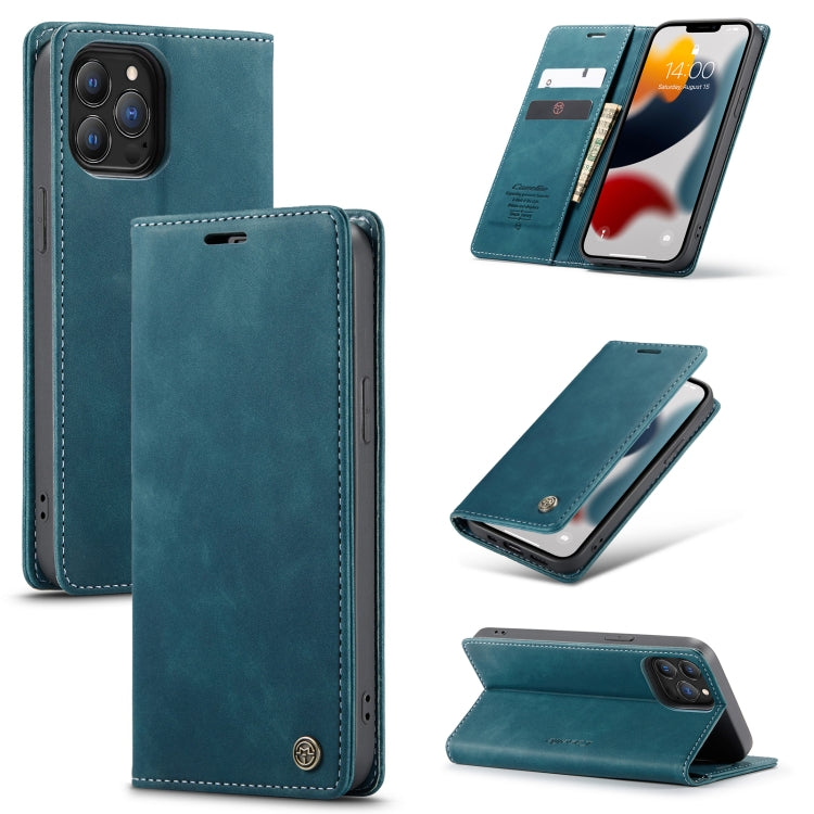 For iPhone 13 Pro Max CaseMe-013 Multifunctional Retro Frosted Horizontal Flip Leather Case with Card Slot & Holder & Wallet (Blue) - iPhone 13 Pro Max Cases by CaseMe | Online Shopping South Africa | PMC Jewellery | Buy Now Pay Later Mobicred