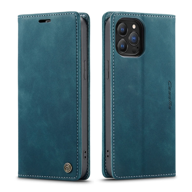 For iPhone 13 Pro Max CaseMe-013 Multifunctional Retro Frosted Horizontal Flip Leather Case with Card Slot & Holder & Wallet (Blue) - free shipping - PMC Jewellery - Order now!