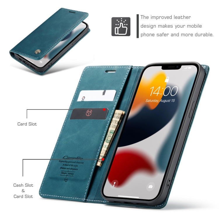For iPhone 13 Pro Max CaseMe-013 Multifunctional Retro Frosted Horizontal Flip Leather Case with Card Slot & Holder & Wallet (Blue) - free shipping - PMC Jewellery - Order now!