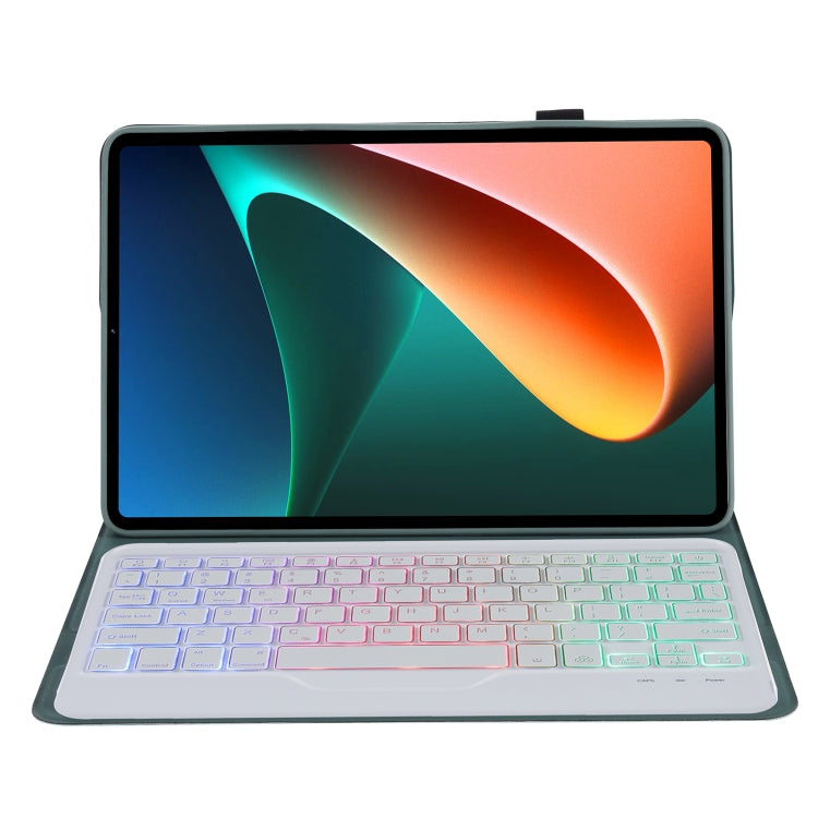 A0N5BS Ultra-thin Tri-color Backlight Detachable Lambskin Texture TPU Bluetooth Keyboard Leather Tablet Case with Holder For Xiaomi Pad 5 / 5 Pro(Dark Green) - Others Keyboard by PMC TechLife | Online Shopping South Africa | PMC TechLife