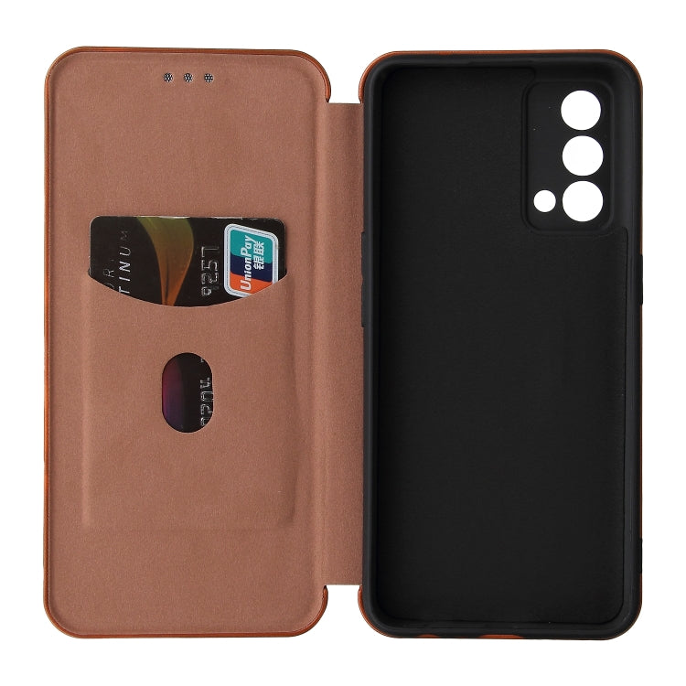 Carbon Fiber Texture Horizontal Flip TPU + PC + PU Leather Case with Card Slot For OPPO Realme GT Master(Brown) - Realme Cases by PMC Jewellery | Online Shopping South Africa | PMC Jewellery | Buy Now Pay Later Mobicred