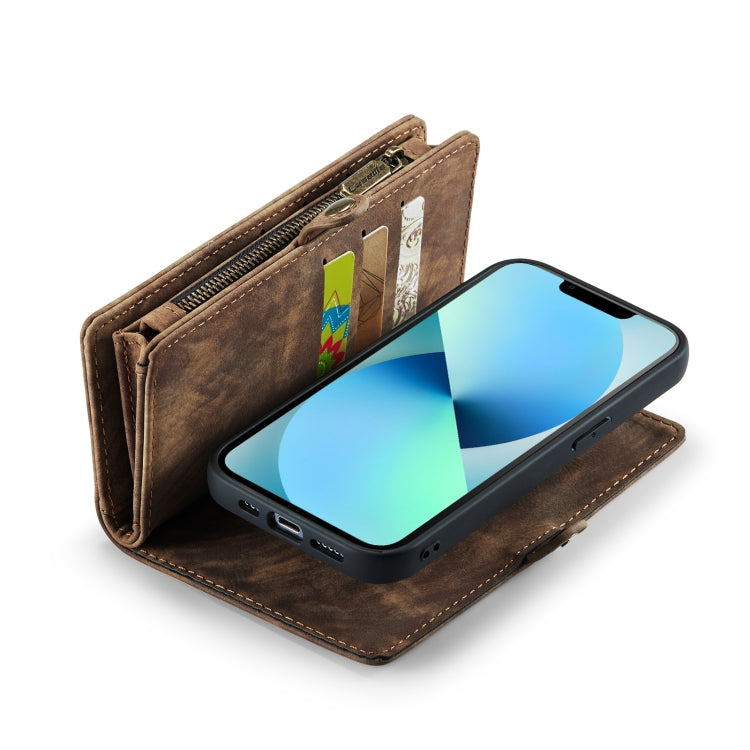 For iPhone 13 Pro CaseMe-008 Detachable Multifunctional Horizontal Flip Leather Case with Card Slot & Holder & Zipper Wallet & Photo Frame (Brown) - free shipping - PMC Jewellery - Order now!
