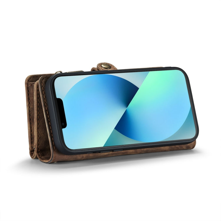 For iPhone 13 CaseMe-008 Detachable Multifunctional Horizontal Flip Leather Case with Card Slot & Holder & Zipper Wallet & Photo Frame(Brown) - iPhone 13 Cases by CaseMe | Online Shopping South Africa | PMC Jewellery | Buy Now Pay Later Mobicred