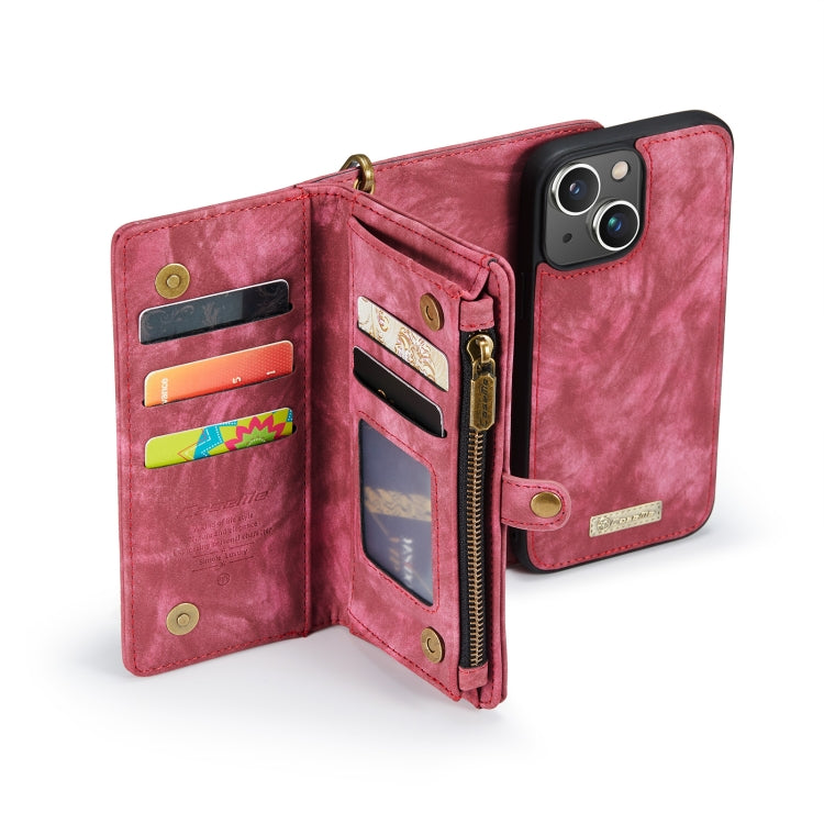 For iPhone 13 CaseMe-008 Detachable Multifunctional Horizontal Flip Leather Case with Card Slot & Holder & Zipper Wallet & Photo Frame(Red) - iPhone 13 Cases by CaseMe | Online Shopping South Africa | PMC Jewellery | Buy Now Pay Later Mobicred