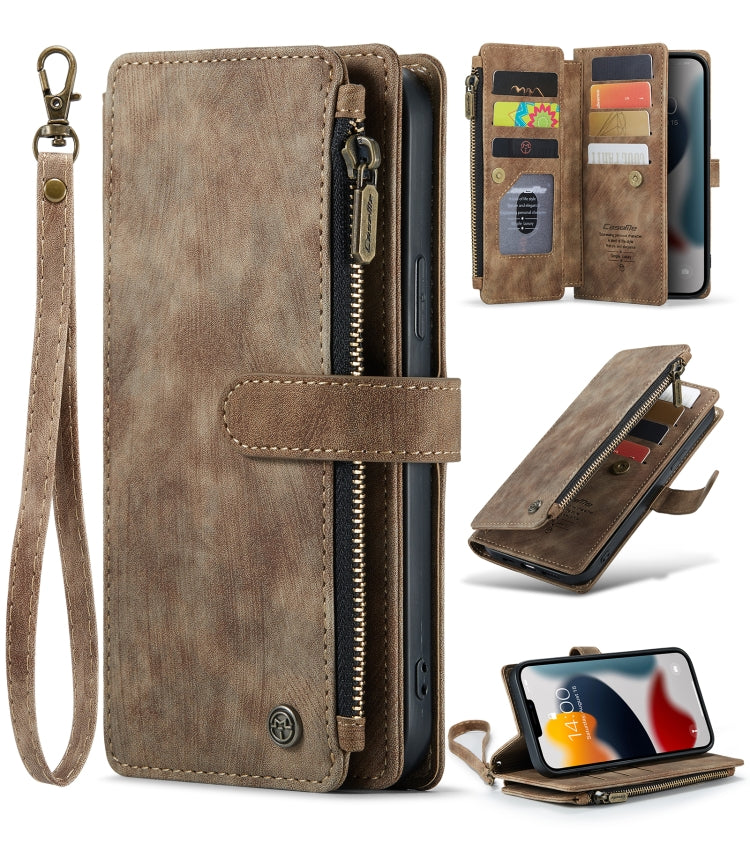 For iPhone 13 Pro Max CaseMe-C30 PU + TPU Multifunctional Horizontal Flip Leather Case with Holder & Card Slot & Wallet & Zipper Pocket (Brown) - free shipping - PMC Jewellery - Order now!