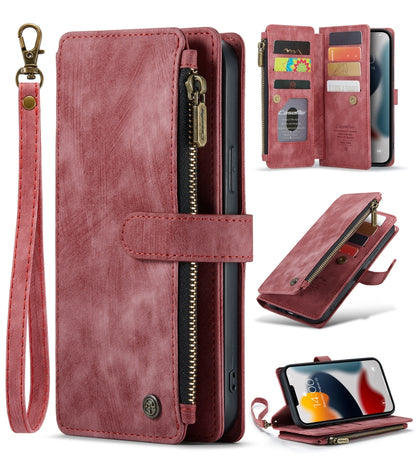 For iPhone 13 Pro Max CaseMe-C30 PU + TPU Multifunctional Horizontal Flip Leather Case with Holder & Card Slot & Wallet & Zipper Pocket (Red) - iPhone 13 Pro Max Cases by CaseMe | Online Shopping South Africa | PMC Jewellery | Buy Now Pay Later Mobicred