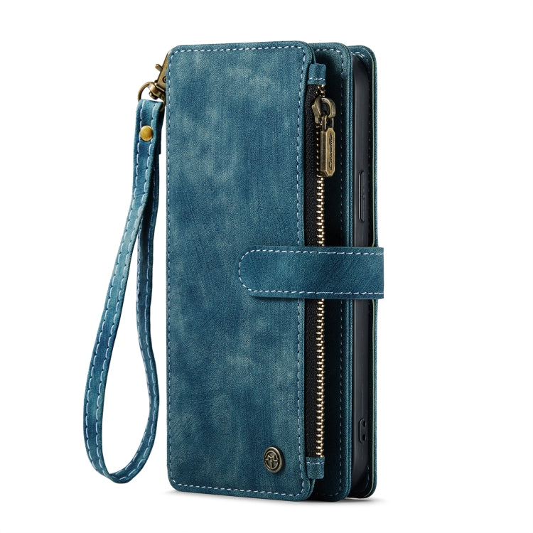 For iPhone 13 Pro Max CaseMe-C30 PU + TPU Multifunctional Horizontal Flip Leather Case with Holder & Card Slot & Wallet & Zipper Pocket (Blue) - iPhone 13 Pro Max Cases by CaseMe | Online Shopping South Africa | PMC Jewellery | Buy Now Pay Later Mobicred