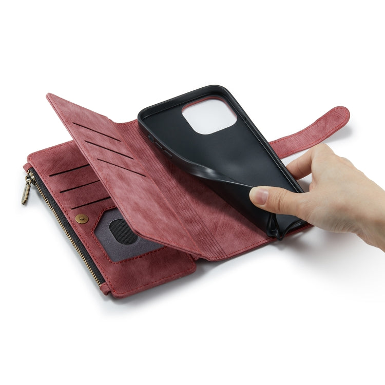 For iPhone 13 Pro CaseMe-C30 PU + TPU Multifunctional Horizontal Flip Leather Case with Holder & Card Slot & Wallet & Zipper Pocket (Red) - iPhone 13 Pro Cases by CaseMe | Online Shopping South Africa | PMC Jewellery | Buy Now Pay Later Mobicred