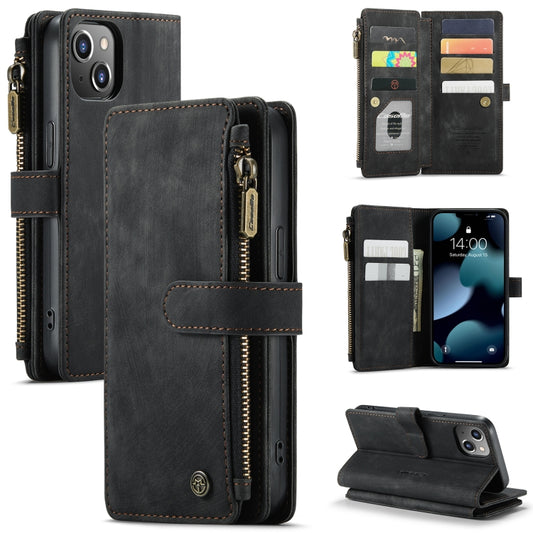 For iPhone 13 CaseMe-C30 PU + TPU Multifunctional Horizontal Flip Leather Case with Holder & Card Slot & Wallet & Zipper Pocket(Black) - iPhone 13 Cases by CaseMe | Online Shopping South Africa | PMC Jewellery