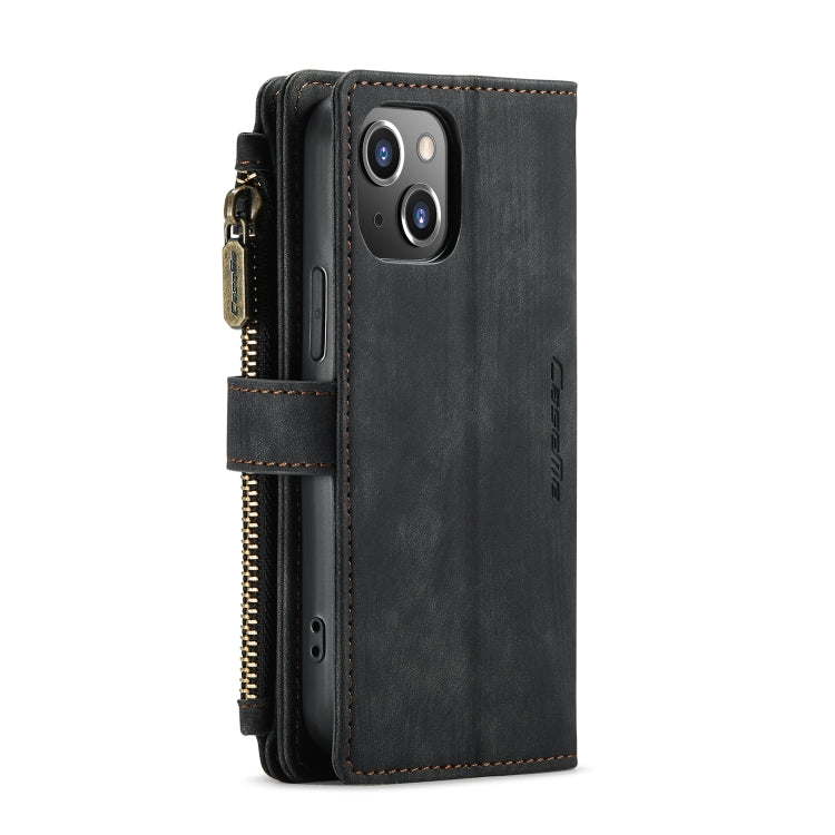 For iPhone 13 mini CaseMe-C30 PU + TPU Multifunctional Horizontal Flip Leather Case with Holder & Card Slot & Wallet & Zipper Pocket (Black) - free shipping - PMC Jewellery - Order now!