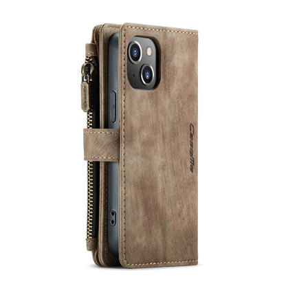 For iPhone 13 mini CaseMe-C30 PU + TPU Multifunctional Horizontal Flip Leather Case with Holder & Card Slot & Wallet & Zipper Pocket (Brown) - iPhone 13 mini Cases by CaseMe | Online Shopping South Africa | PMC Jewellery | Buy Now Pay Later Mobicred