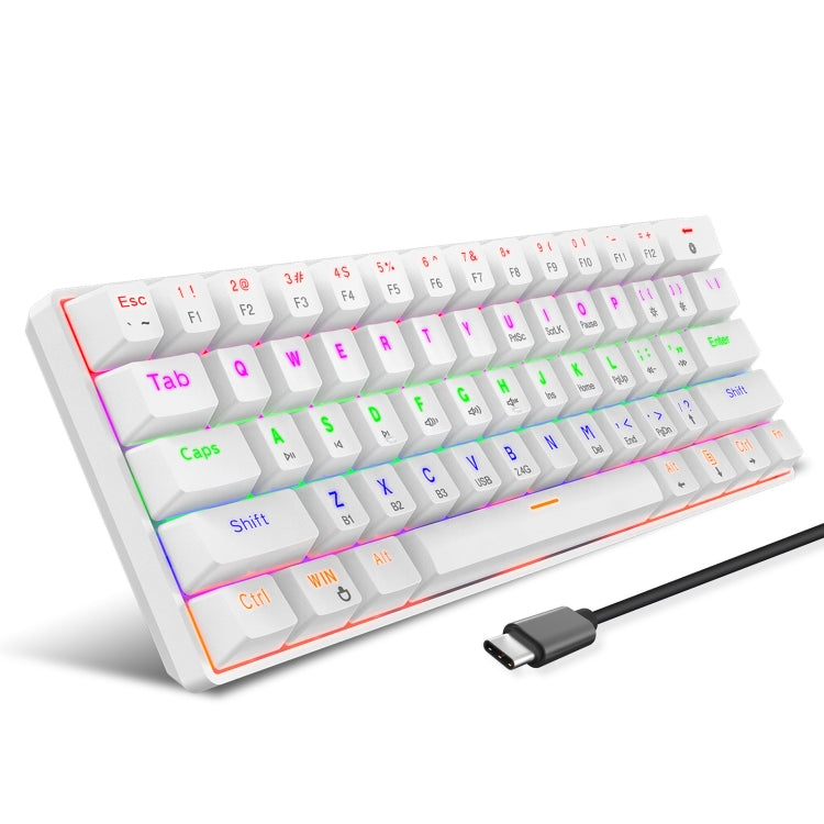 HXSJ L800 61 Keys Bluetooth 5.0 / 2.4G Wireless / Type-C Wired Three Modes Blue Shaft Mechanical Keyboard(White) - free shipping - PMC Jewellery - Order now!