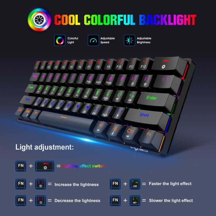 HXSJ L800 61 Keys Bluetooth 5.0 / 2.4G Wireless / Type-C Wired Three Modes Blue Shaft Mechanical Keyboard(White) - free shipping - PMC Jewellery - Order now!