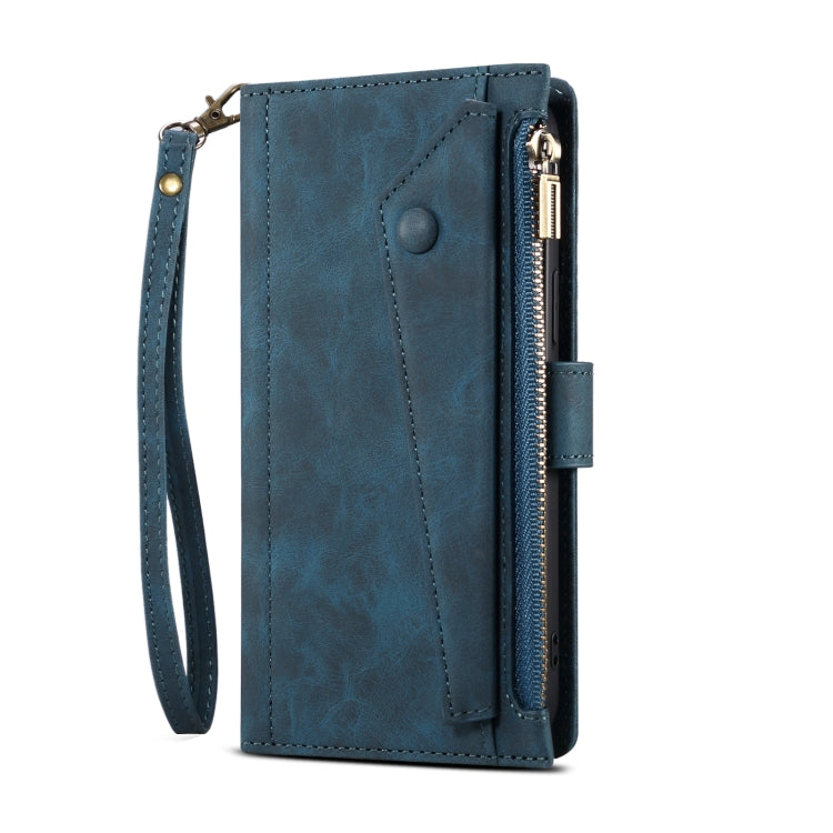 For OnePlus Nord N200 5G Retro Frosted Horizontal Flip Leather Case with Holder & Card Slot & Wallet & Zipper Pocket & Lanyard(Deep Green) - OnePlus Cases by PMC TechLife | Online Shopping South Africa | PMC TechLife | Buy Now Pay Later Mobicred