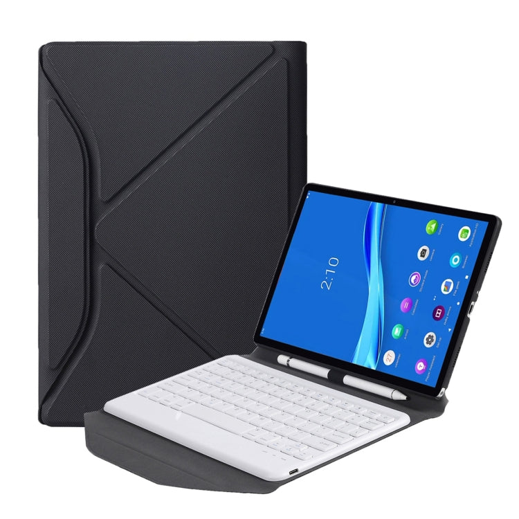 BM10 Diamond Texture Detachable Bluetooth Keyboard Leather Tablet Case with Pen Slot & Triangular Back Support For Lenovo Smart Tab M10 HPD Plus TB-X606F 10.3 inch(Black White) - Lenovo Keyboard by PMC Jewellery | Online Shopping South Africa | PMC Jewellery