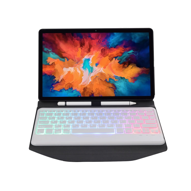 BM13S Backlight Edition Diamond Texture Detachable Bluetooth Keyboard Leather Tablet Case with Pen Slot & Triangular Back Support For Lenovo Pad Pro 11.5 inch 2021 TB-J716F / Tab P11 Pro 11.5 inch TB-J706F(Black White) - Lenovo Keyboard by PMC TechLife | Online Shopping South Africa | PMC TechLife
